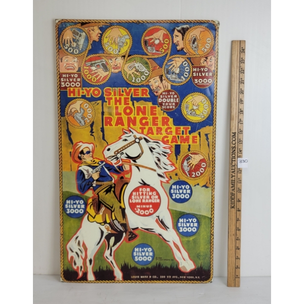 1938 MARX "HI-YO SILVER" THE LONE RANGER TARGET GAME - SST