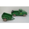 Image 6 : LOT OF 2 - TONKA PRESSED STEEL JOHN DEERE TRUCK & TRAILER