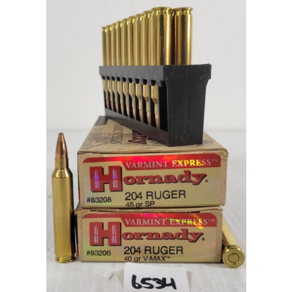 AMMO: 40X HORNADY VARMINT EXPRESS .204 RUGER - 40GR - SP
