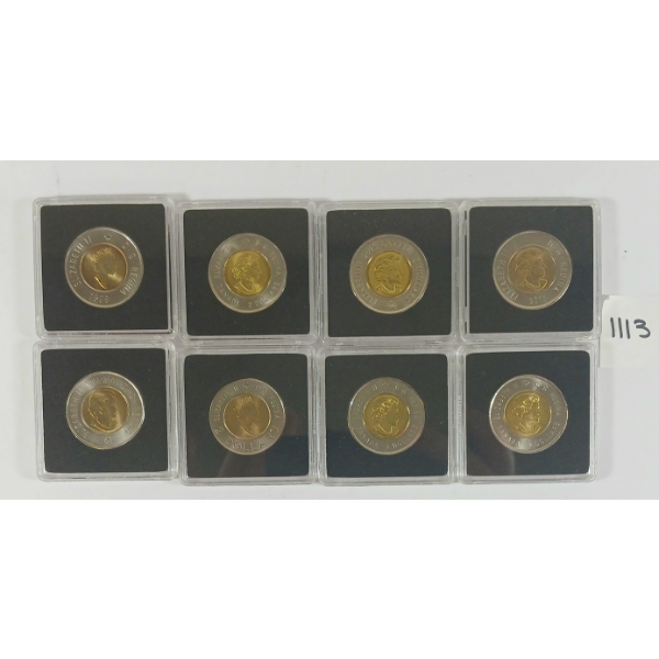 LOT OF 8 - 1999 - 2015 CDN $2 COINS