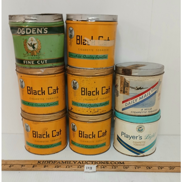 LOT OF 8 - BLACK CAT, PLAYER'S, DAILY MAIL & OGDEN'S TOBACCO TINS