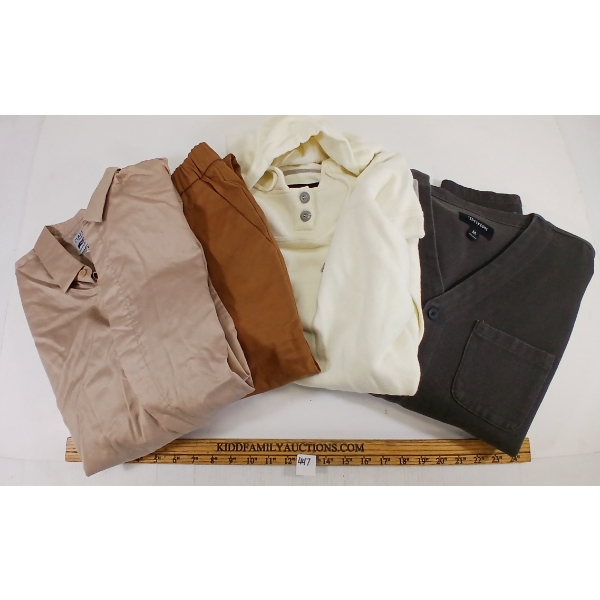 LOT OF 4 - MEN'S BUTTON-UP SHIRT, CARDIGAN, HOODIE & PANTS - MFG CLASSIFIED, BRIXTON & LIFETIME