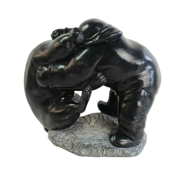 MAN FIGHTING SEAL BY AIBILIE ECHALOOK (PRS CDN ARTIST) - STONE 