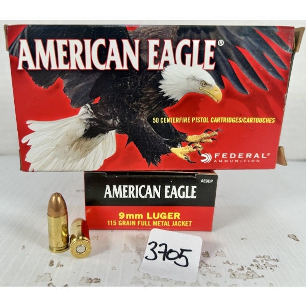 AMMO: 100X FEDERAL 9 MM - 115 GR FMJ