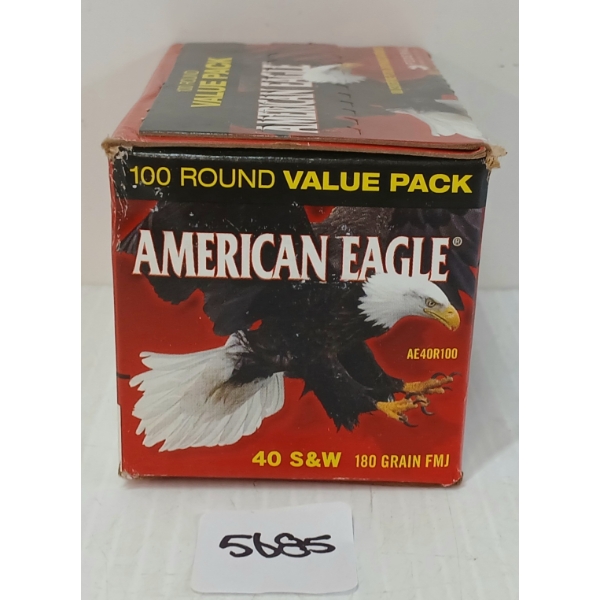 AMMO: 100X AMERICAN EAGLE .40 S&W - 180GR - FMJ - SEALED