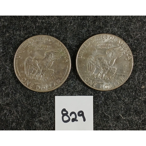 LOT OF 2 - 1977 U.S. EISENHOWER SILVER DOLLAR COINS 