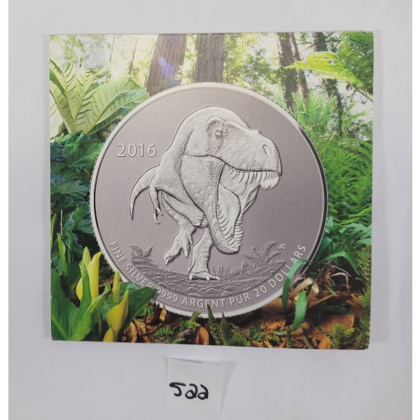 2016 RCM $20 SILVER COIN - T-REX