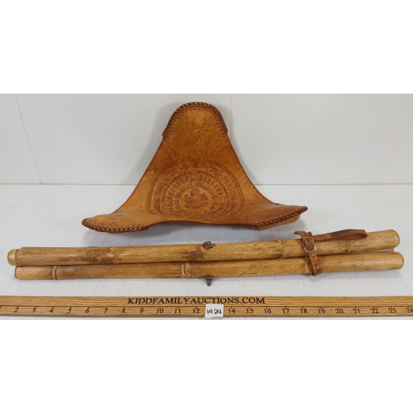 LEATHER-SEATED TRIPOD STOOL