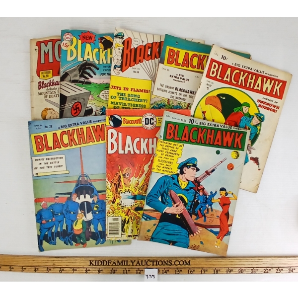 LOT OF 9 - 10 CENT BLACKHAWK COMIC BOOKS 