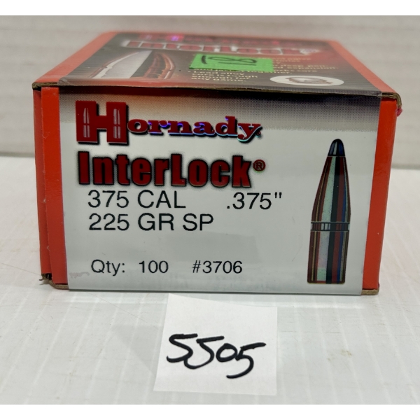 BULLETS: 81X HORNADY .375 CAL 225GR. SP - SEALED