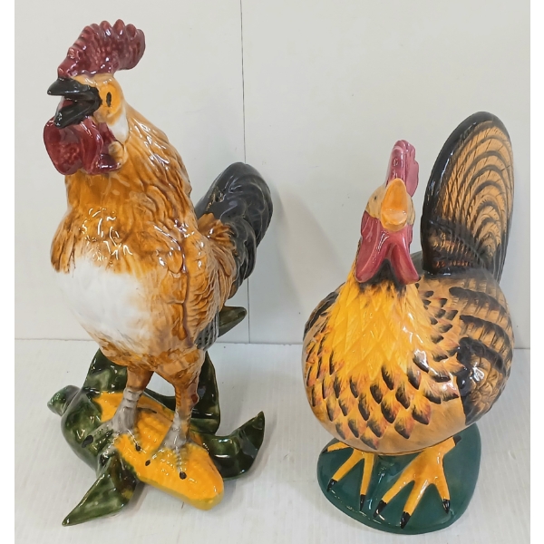 LOT OF 2 - CERAMIC ROOSTERS
