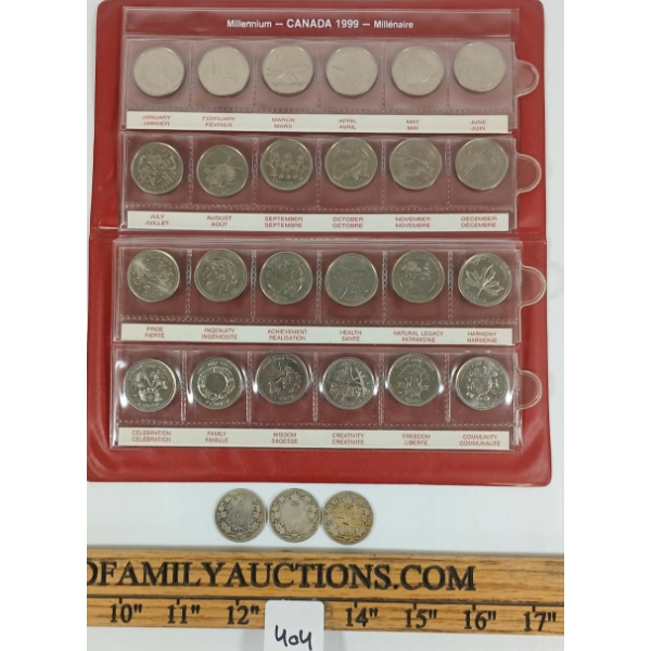 LOT OF 27 - 1903-2000 CDN 25 CENT COINS - INCL SILVER PCS