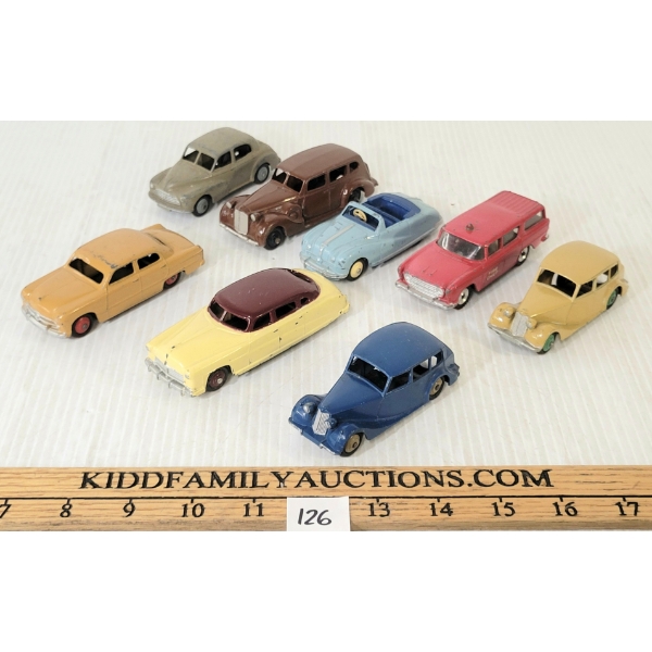 LOT OF 8 - DINKY TOYS DIECAST CARS - HUDSON SEDAN, AUSTIN ATLANTIC, NASH RAMBLER, ETC