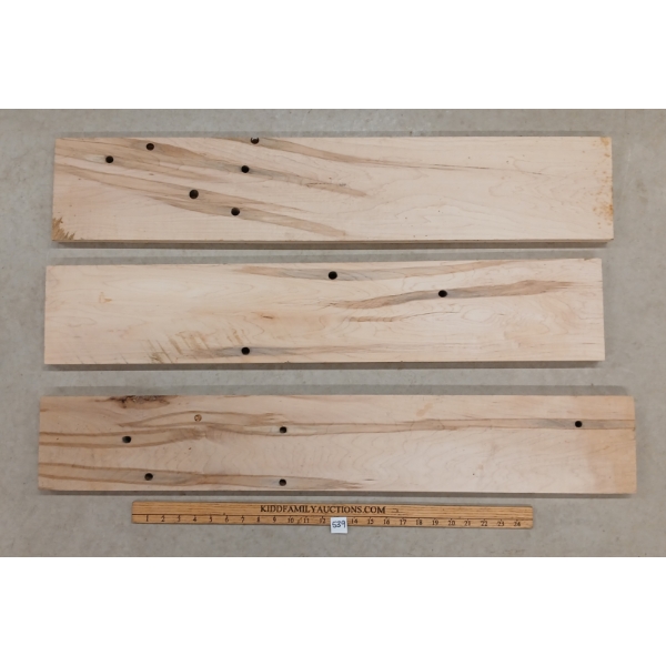 LOT OF 3 - TAPPED MAPLE WOOD BOARDS