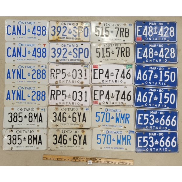 LOT OF 24 - ONTARIO LICENCE PLATES