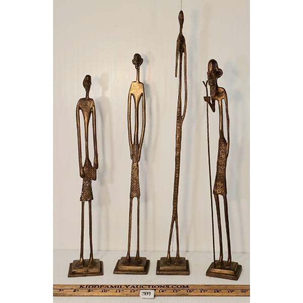 LOT OF 4 - AFRICAN TRIBAL MODERNIST BRASS STATUES