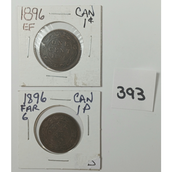 LOT OF 2 - 1896 CDN LARGE PENNIES