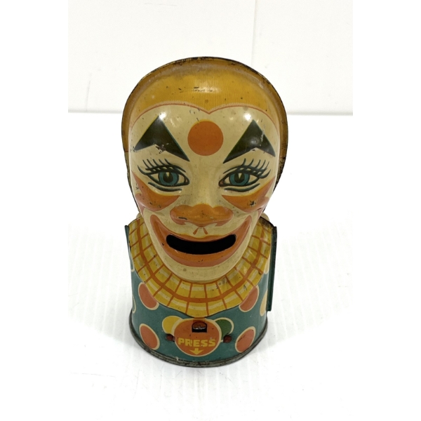 J.CHEIN & CO. TIN CLOWN COIN BANK 