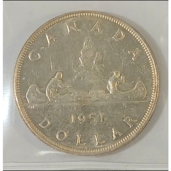 1951 CDN SILVER DOLLAR - ICCS GRADED