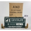 Image 1 : AMMO: 114X MILITARY & CENTAURE 9MM BALL & 9MMX19 - 124GR