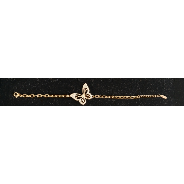 18K GOLD PLATED SIMULATED DIAMOND (CZ) BUTTERFLY BRACELET 