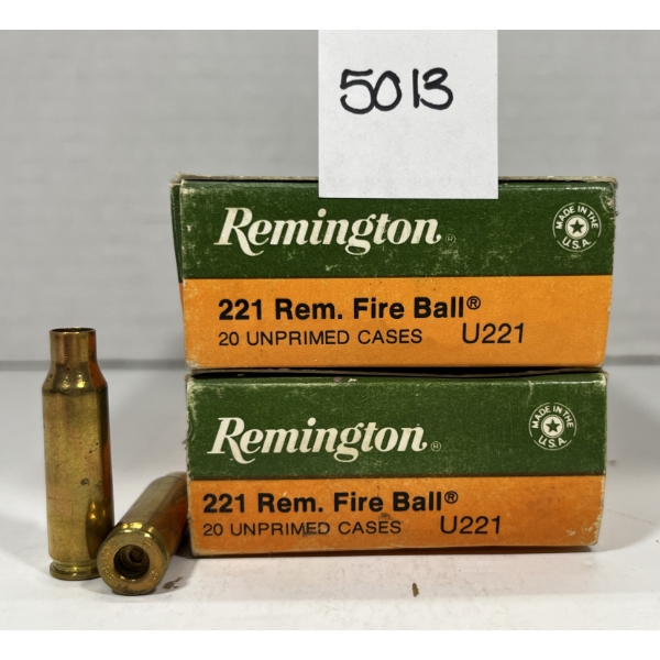 BRASS: 40X REMINGTON .221 REM FIREBALL - UNPRIMED