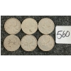 Image 1 : LOT OF 6 - 1943-1968 CDN 25 CENT COINS