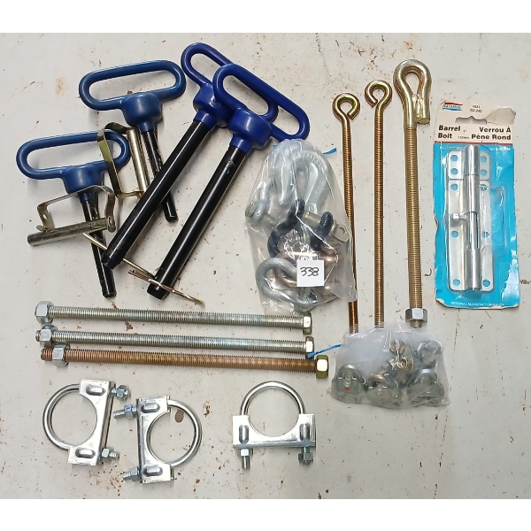 JOB LOT - HARDWARE - INCL TURN BUCKLES, EYE BOLTS, CARRIAGE BOLTS, ETC