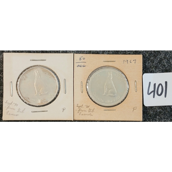 LOT OF 2 - 1967 CDN 50 CENT COINS