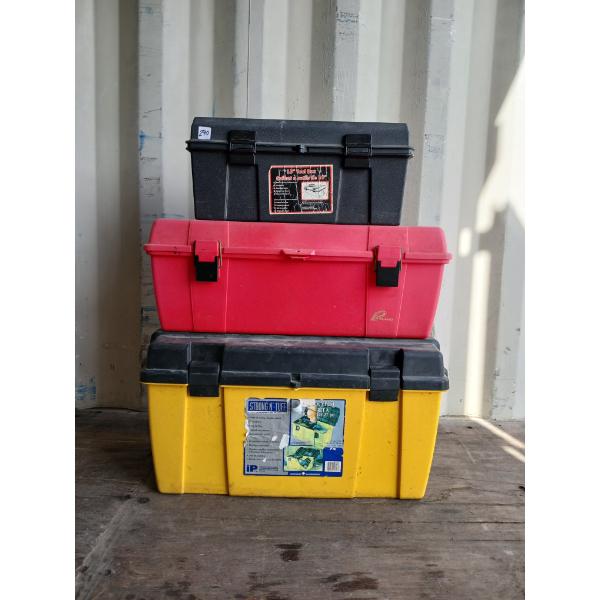 LOT OF 3 - PLASTIC TOOL CHESTS - INCL STRONG N' STUFF