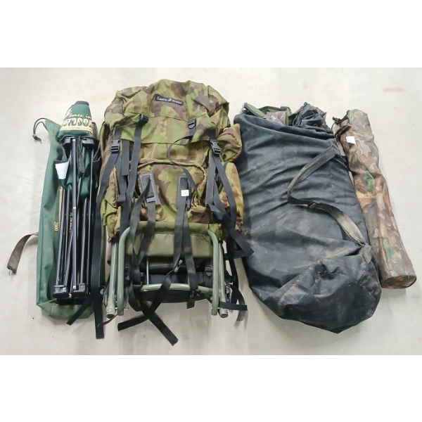 LOT OF 5 - CAMP TRAILS BACKPACK & FOLDING CHAIRS & BLIND