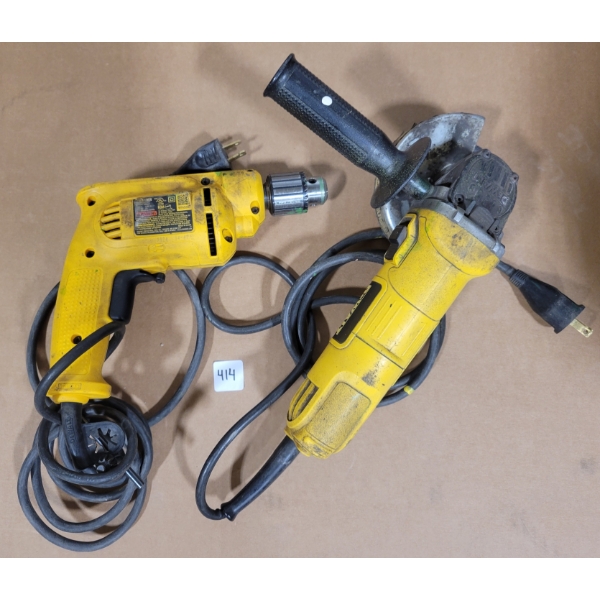 LOT OF 2 - DEWALT ANGLE GRINDER & DRILL