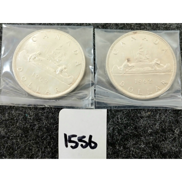 LOT OF 2 - 1962 CDN SILVER DOLLARS - VOYAGEUR 