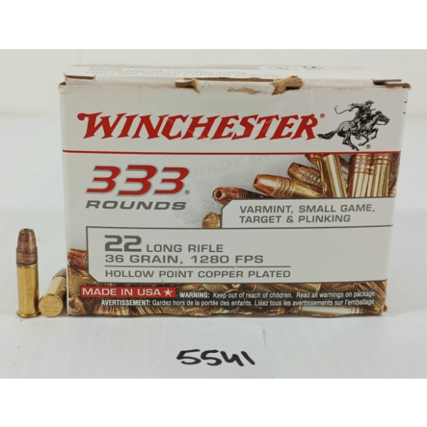 AMMO: APPROX 333X WINCHESTER .22 LR - 36GR - HP