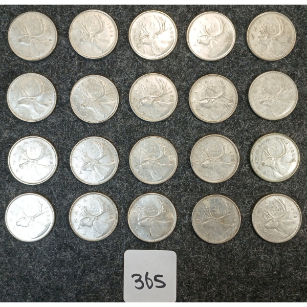 LOT OF 20 - 1968 CDN 25 CENT COINS 