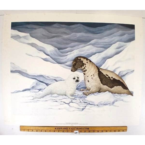  GENTLE MOMENTS - HARP SEALS  BY CHRISTINE MARSHALL (PRS CDN ARTIST) - LITHO PRINT