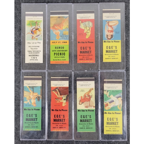 LOT OF 8 - PIN-UP ADVERTISING MATCHBOOK PACKAGES - BROWN & BIGELOW, ETC