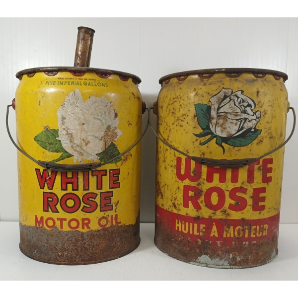 LOT OF 2 - WHITE ROSE ULTRA MOTOR OIL CANS - 5 GAL