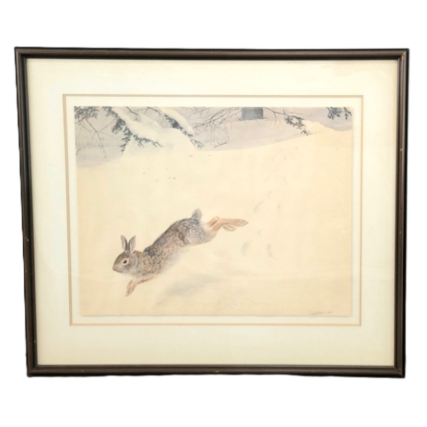 RUNNING HARE BY FRANK DEMATTEIS (PRS CDN ARTIST) - FRAMED PRINT