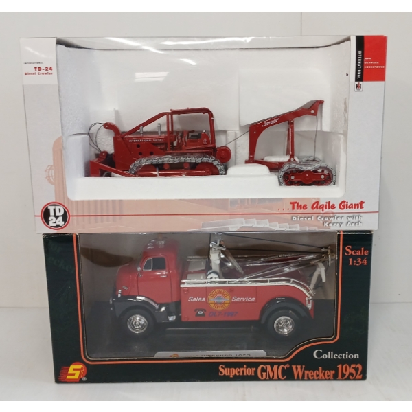 LOT OF 2 - SUNNYSIDE & SPECCAST DIECAST 1952 GMC WRECKER & IH TD24 DIESEL CRAWLER