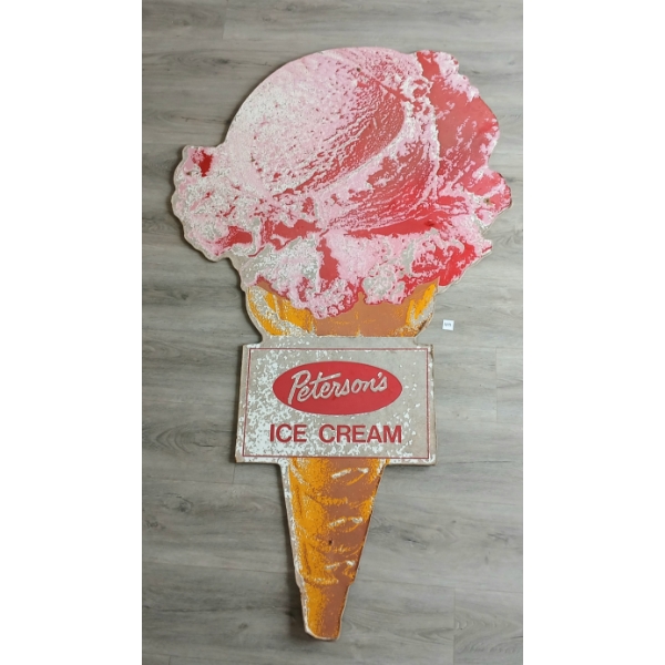 PETERSON'S ICE CREAM PRESS BOARD ADVERTISEMENT