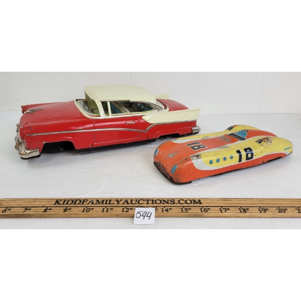 LOT OF 2 - TIN FRICTION CRUISER & RACE CAR - INCL MARX