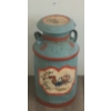 Image 2 : HAND PAINTED ROOSTER MOTIF MILK CAN W/ LID