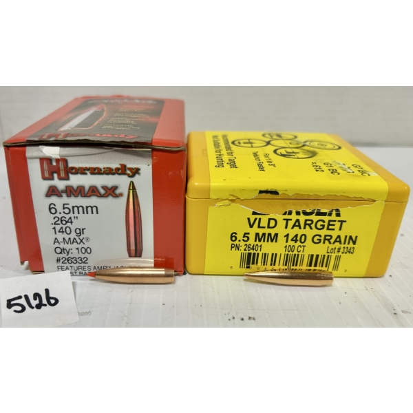 BULLETS: APPROX 180X 6.5 MM - 140 GR POLY TIP & HP