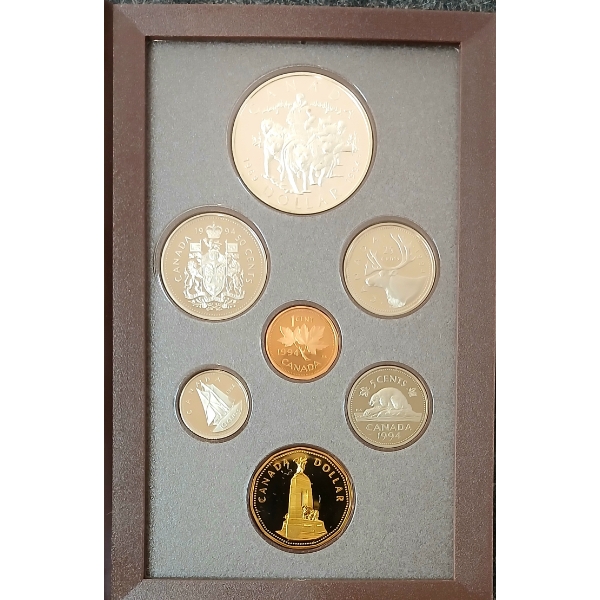 1994 RCM PROOF SET - 25TH ANN. OF LAST RCMP DOG PATROL TEAM