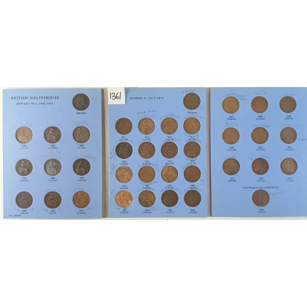 1902-1936 GRT BRITAIN HALF PENNIES BOOKLET
