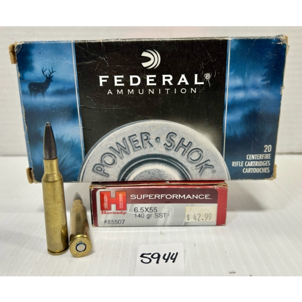AMMO / BRASS: 22X MIXED 6.5X55 LIVE - 8X BRASS