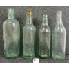 Image 4 : LOT OF 4 - AQUA GREEN BLOB TOP SCREW CAP, SQUARE SHOULDER & LONG NECK EMBOSSED BOTTLES