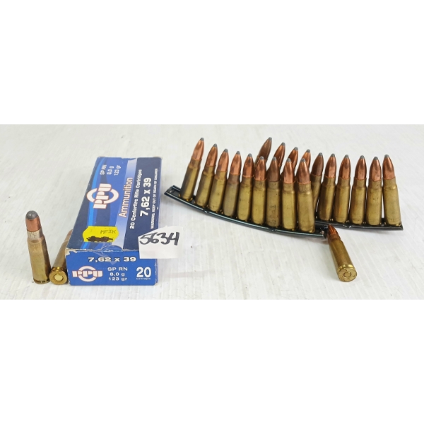 AMMO: 40X MIXED 7.62X39 - 123GR - W/ STRIPPER CLIPS