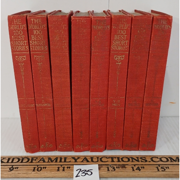 LOT OF 8 - 1927"THE WORLD'S 100 BEST SHORT STORIES" VOL'S. 1-3 & 6-10 - HARDCOVERS
